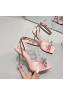 Crystal Embellished Transparent Strappy Stiletto Heels - KissProm