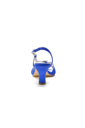 Crystal Open Toe Slingback Chunky Heels - KissProm