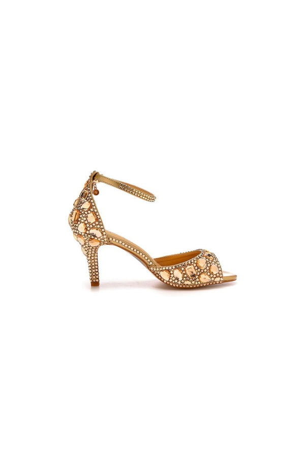 Crystal Rhinestone Peep Toe High Heels Ankle Strap Sandals – Shoes by KissProm | Available at KissProm