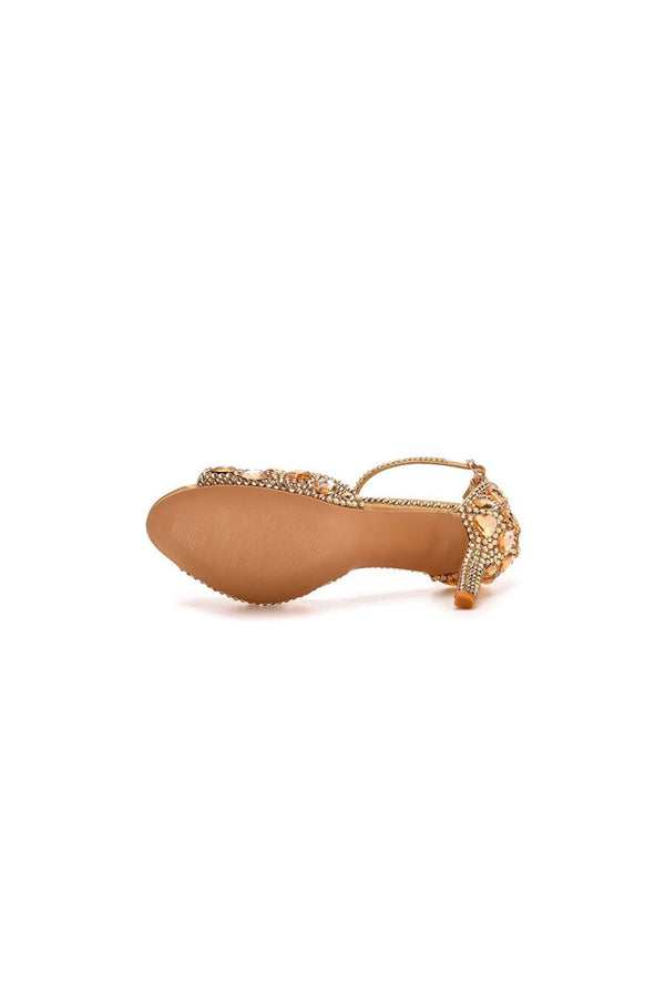 Crystal Rhinestone Peep Toe High Heels Ankle Strap Sandals – Shoes by KissProm | Available at KissProm