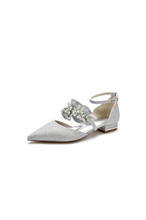 Crystal Ruffles Sequin Pointed Toe Flats - KissProm