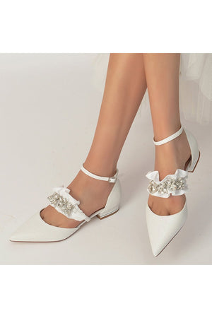 Crystal Ruffles Sequin Pointed Toe Flats - KissProm