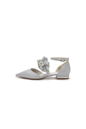 Crystal Ruffles Sequin Pointed Toe Flats - KissProm