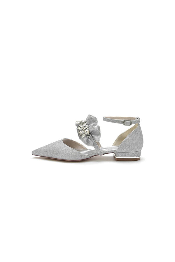 Crystal Ruffles Sequin Pointed Toe Flats - KissProm