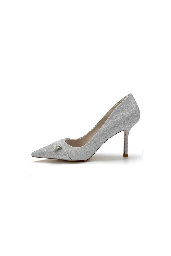 Crystal Sequin Pointed Toe High Heels - KissProm
