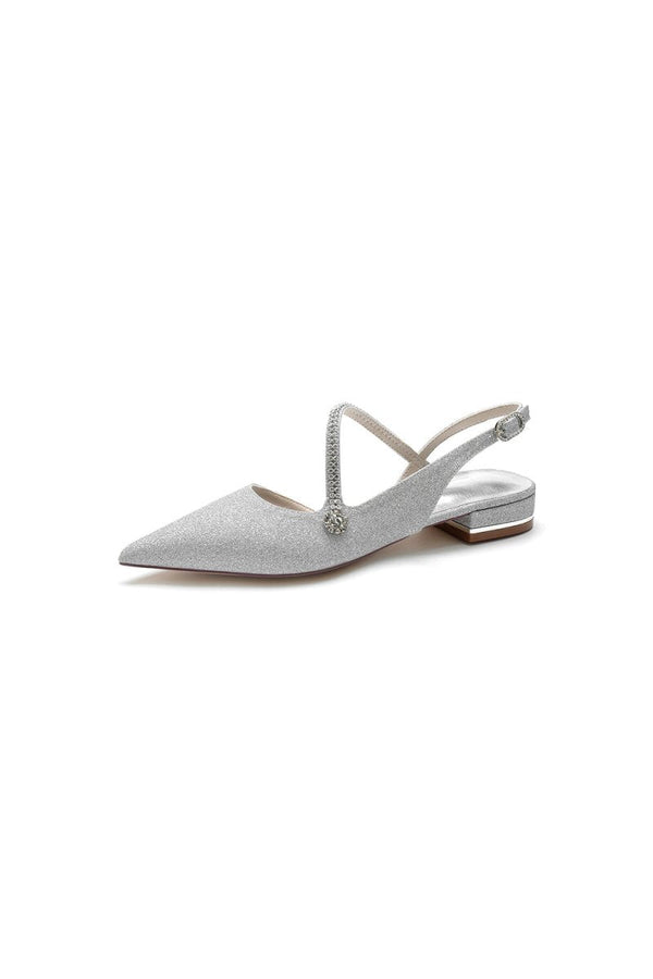 Crystal Slingback Sequin Pointed Toe Flats - KissProm