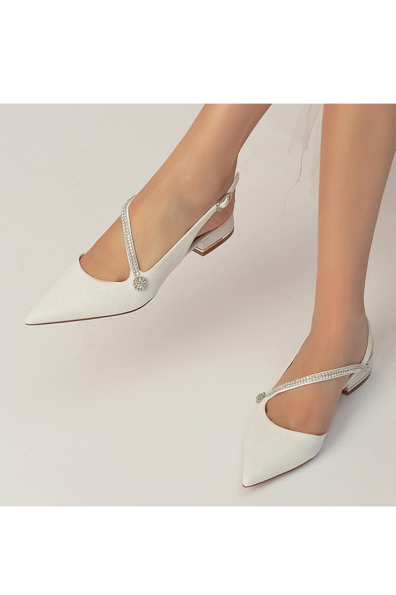 Crystal Slingback Sequin Pointed Toe Flats - KissProm