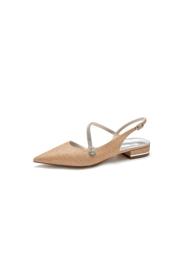 Crystal Slingback Sequin Pointed Toe Flats - KissProm