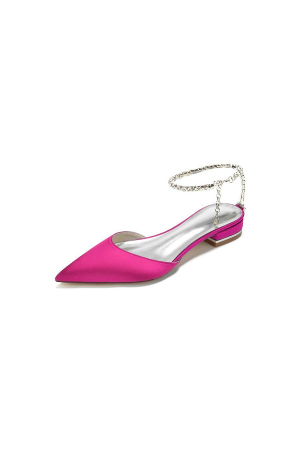 Crystal Strap Cocktail Pointed Toe Flats - KissProm