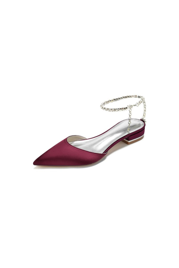 Crystal Strap Cocktail Pointed Toe Flats - KissProm