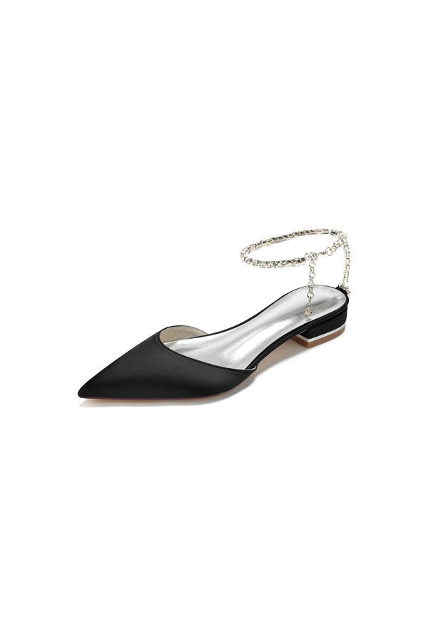 Crystal Strap Cocktail Pointed Toe Flats - KissProm
