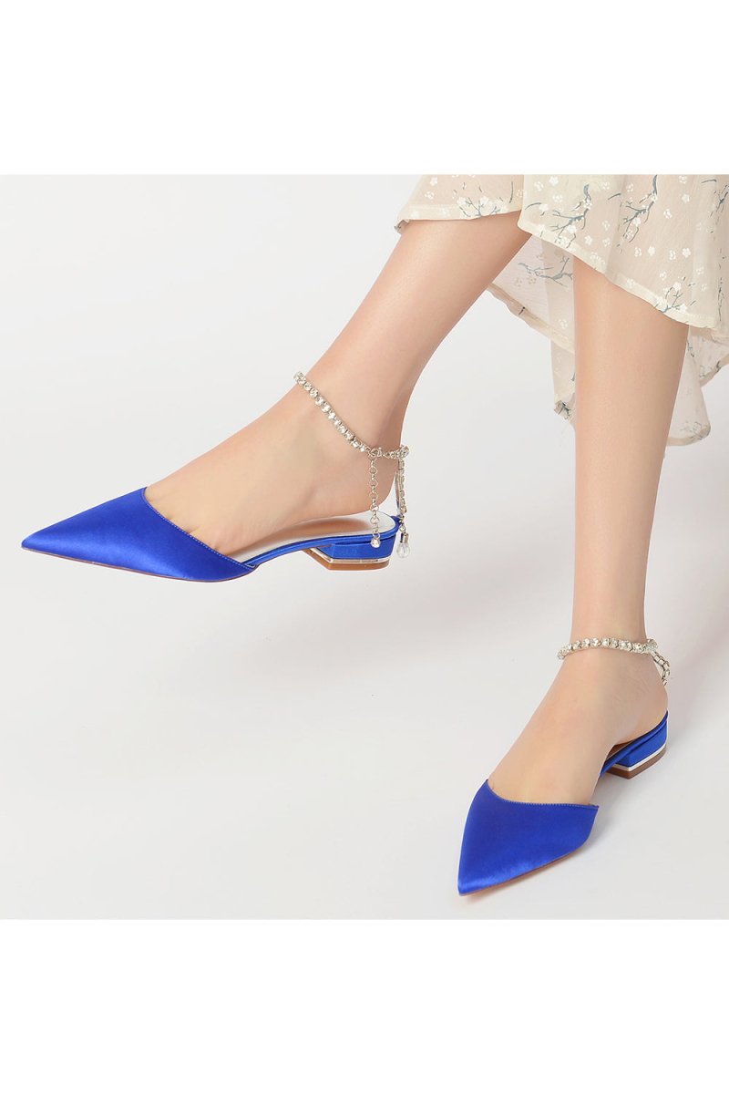 Crystal Strap Cocktail Pointed Toe Flats - KissProm