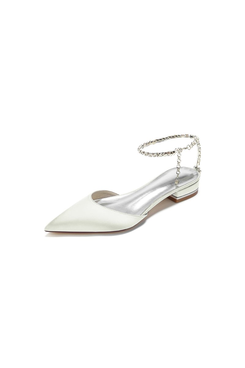 Crystal Strap Cocktail Pointed Toe Flats - KissProm