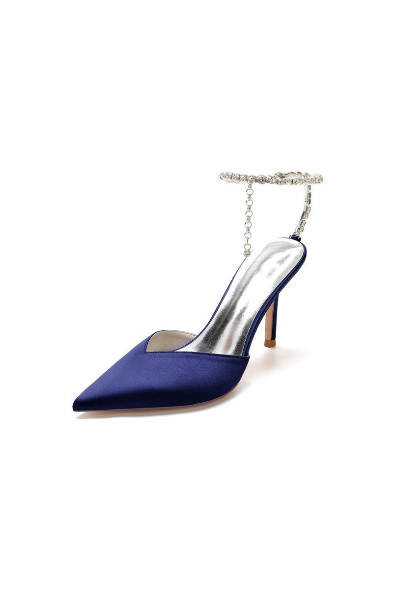 Crystal Strap Pointed Toe High Heels - KissProm