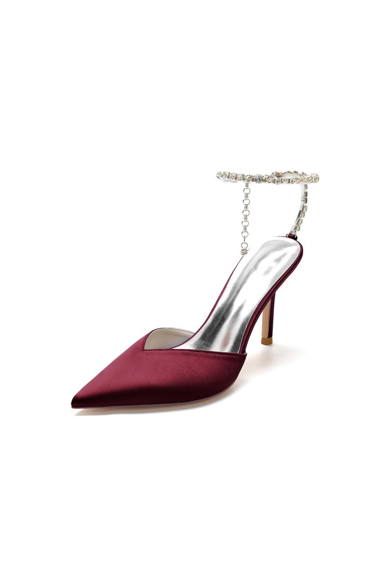 Crystal Strap Pointed Toe High Heels - KissProm