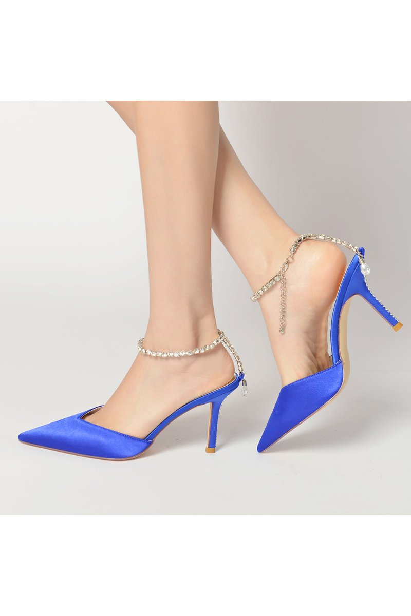 Crystal Strap Pointed Toe High Heels - KissProm