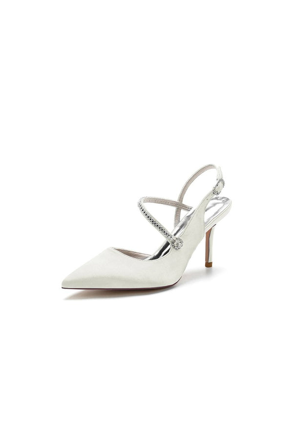 Crystal Strap Pointed Toe Stiletto Heel Shoes - KissProm