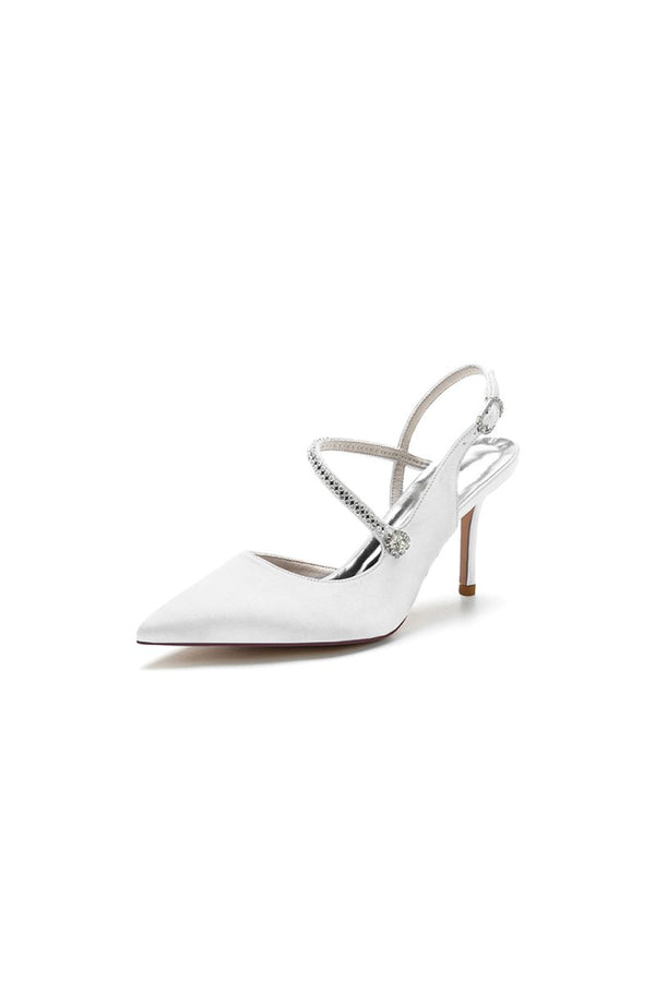 Crystal Strap Pointed Toe Stiletto Heel Shoes - KissProm