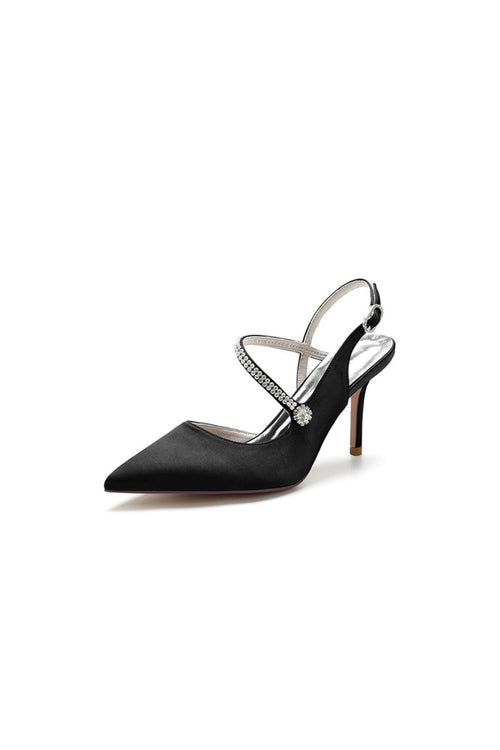 Crystal Strap Pointed Toe Stiletto Heel Shoes - KissProm