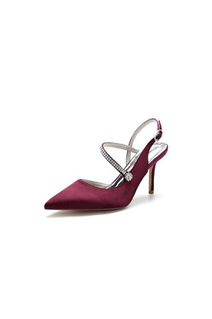 Crystal Strap Pointed Toe Stiletto Heel Shoes - KissProm