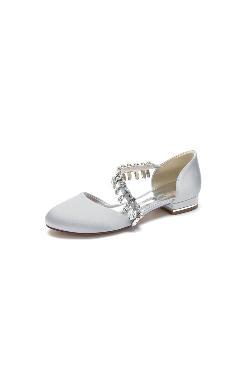 Crystal Strap Round Toe Flats - KissProm