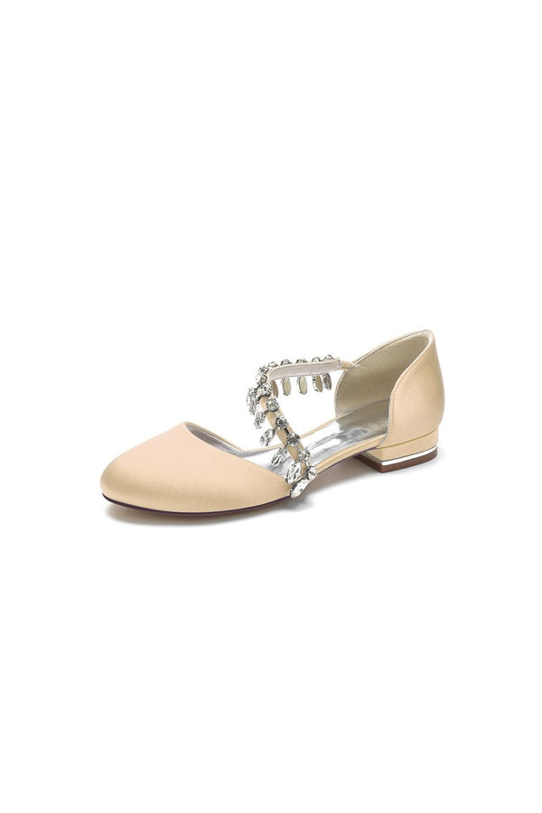 Crystal Strap Round Toe Flats - KissProm