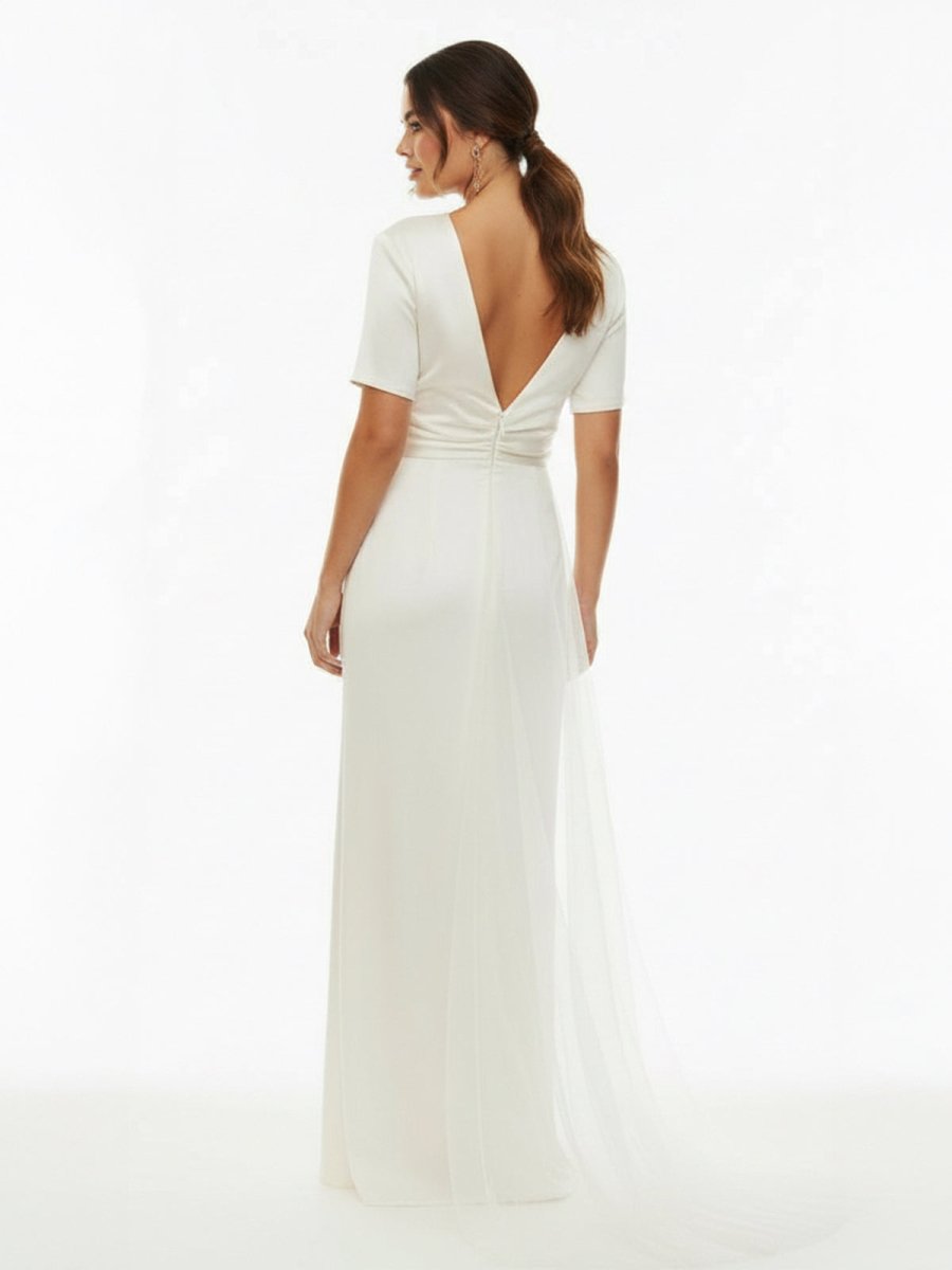 Sheath Engaged Noivas Wedding Dresses With Slit - KissProm