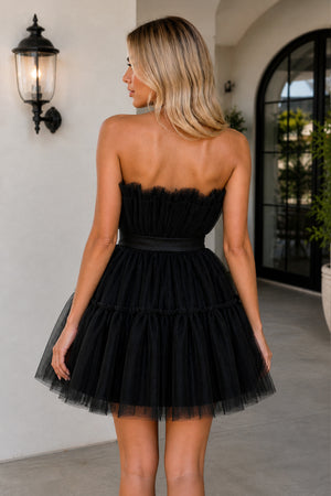 Isabella | Cute A Line Strapless Black Short Homecoming Dress