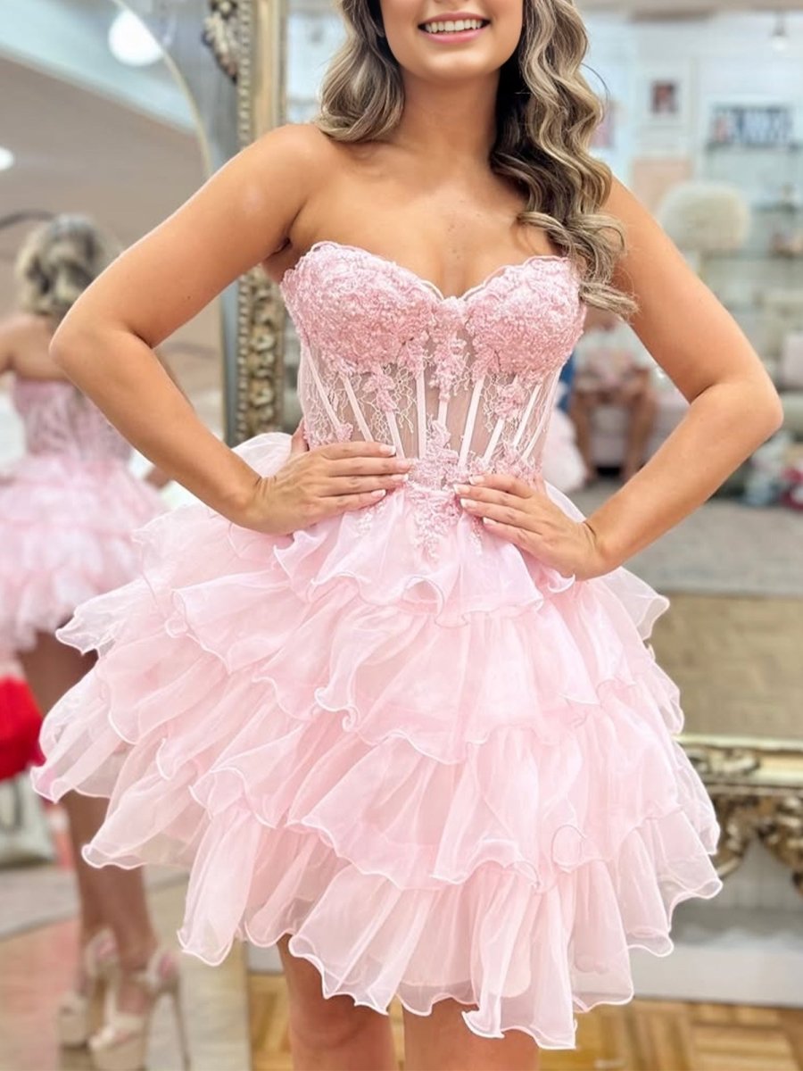 Rutina | Cute A Line Light Blue Organza Homecoming Dresses