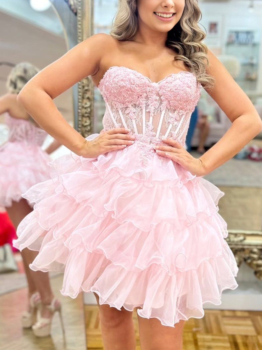 Rutina | Cute A Line Light Blue Organza Homecoming Dresses