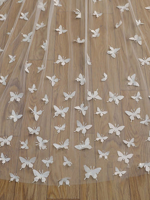 Cute Butterfly Cathedral Veil Bridal Veil Wedding Veil - KissProm