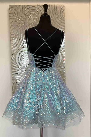 Hot Pink Sequins A-Line Homecoming Dress