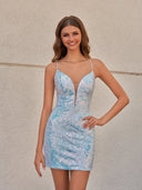 Delphine | Cute Hot Pink V Neck Appliques Short Homecoming Dresses