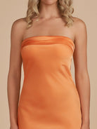 Cybelle | Orange - Strapless Satin Sheath Short Homecoming Dress