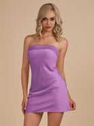 Cybelle | Lilac - Strapless Satin Sheath Short Homecoming Dress - KissProm