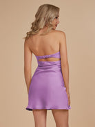 Cybelle | Lilac - Strapless Satin Sheath Short Homecoming Dress - KissProm