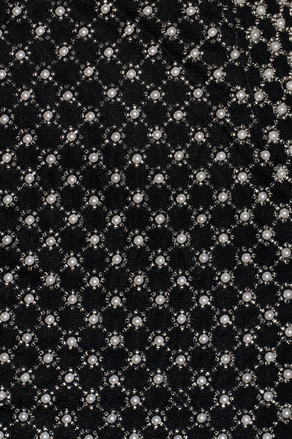 Black Sheath Beaded Pearl Homecoming Dresses with Bow - KissProm  