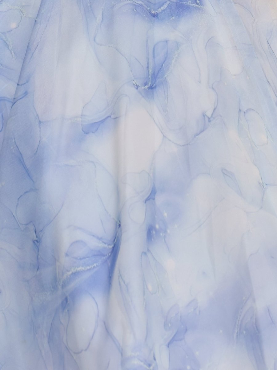 Cyra | Blue - A Line Floral Chiffon Corset Spaghetti Straps Homecoming Dresses