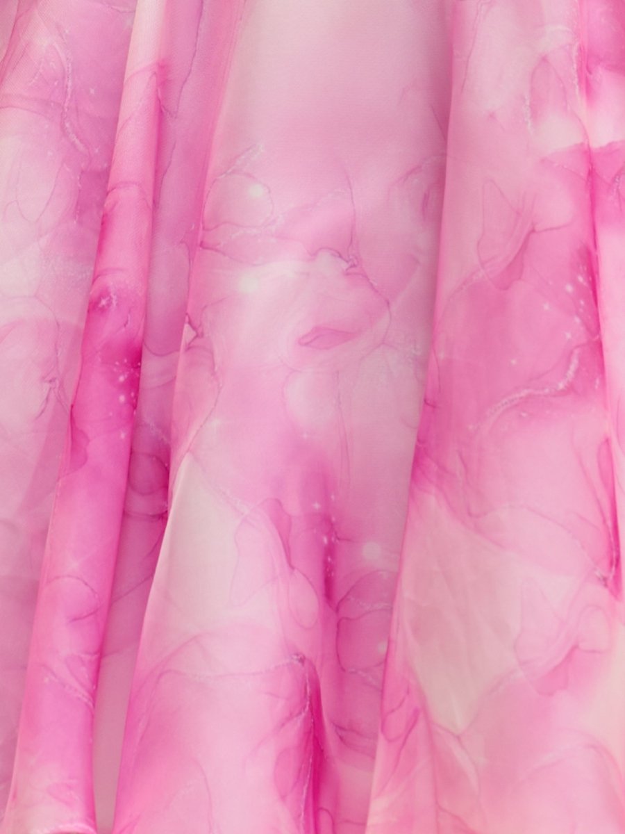 Cyra | Pink - A Line Floral Chiffon Corset Spaghetti Straps Homecoming Dresses