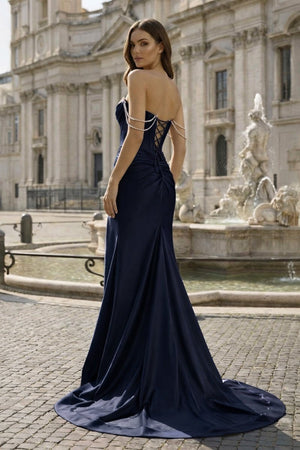 Fuchsia Off The Shoulder Satin Pleated Mermaid Formal Prom Dresses With Beading – Prom Dress by KissProm | Available at KissProm