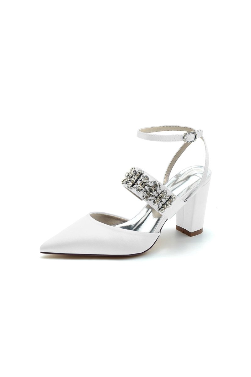 Black Satin Pump with Sparkling Silver Accent - KissProm