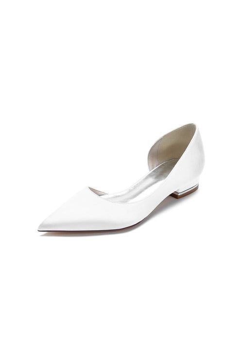 Simple Satin Pointed Toe Kitten Heels - KissProm
