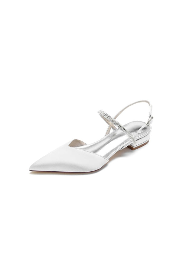 Diamond Pointed Toe Buckle Kitten Heels - KissProm
