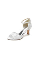 Nude Lace Pump with Elegant Metal Buckle and High Stiletto Heel - KissProm