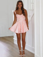 Danika | Pink - A Line Spaghetti Straps Ruffles Homecoming Dresses with Back Bow