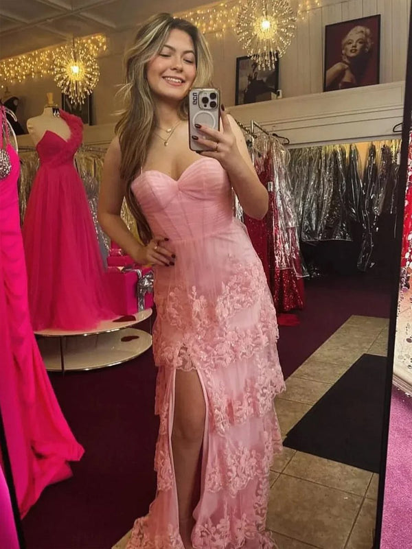 Dante | A Line Sweetheart Empire Lace Appliques Long Party Dress - KissProm