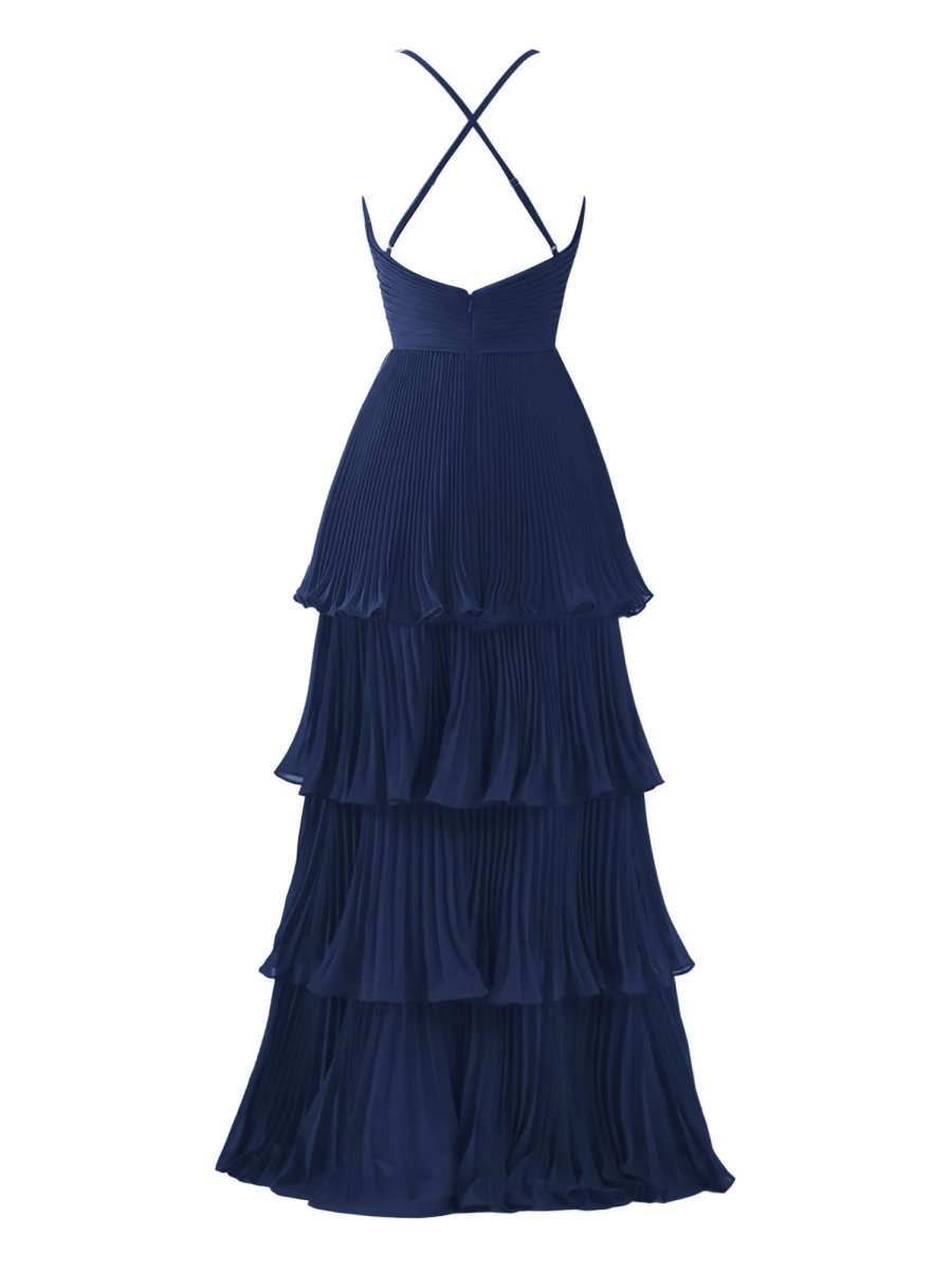 Dark Green A-Line Tiered Floor Length Chiffon Bridesmaid Dress Dark Green A-Line Tiered Floor Length Chiffon Bridesmaid Dress
