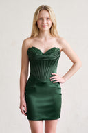 Dark Green Aqua - Sheath Sweetheart Corset Homecoming Dresses with Appliques | KISSPROM
