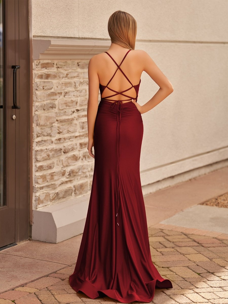 Elisabeth | Mermaid Spaghetti Straps Jersey Prom Dress with Slit
