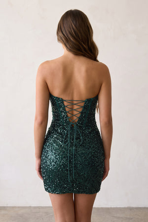 Dark Green Short Sheath Sequin Mini Homecoming Dresses (2) | KISSPROM